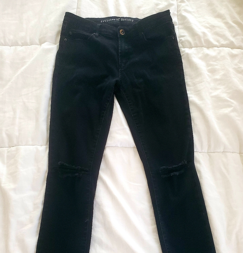 Articles of Society distressed black jeans